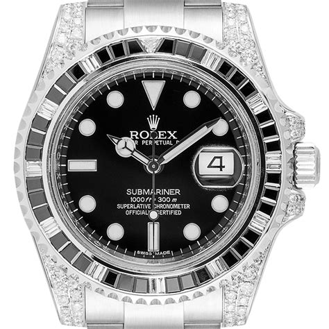 rolex watch black diamonds submariner|Rolex Submariner with diamond bezel.